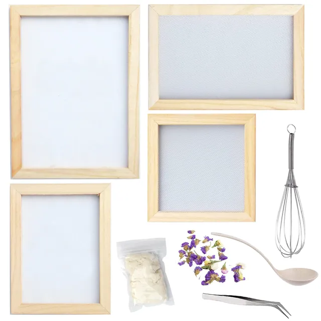 Cayway Kit Fabrication Papier 4 Cadres Bois Fleurs