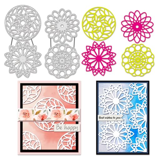 BENECREAT Fond Circulaire matrices découpe métal 4 pcs fleurs