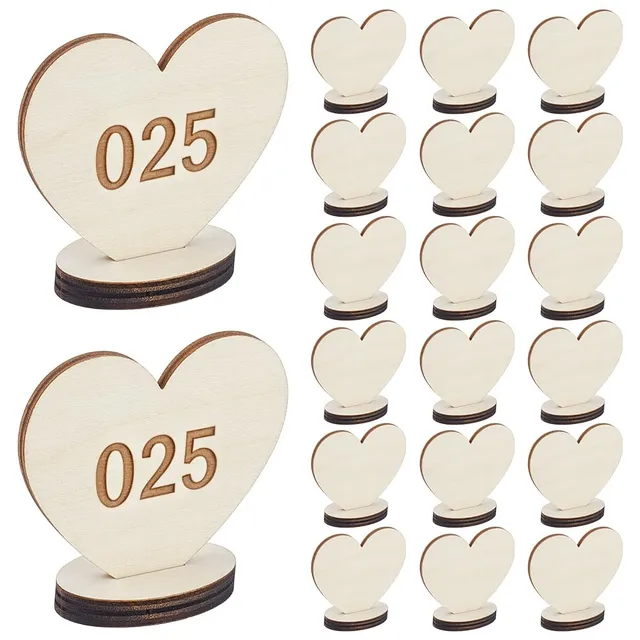 BENECREAT Marque-places bois cœur 20 pcs 75 mm mariage