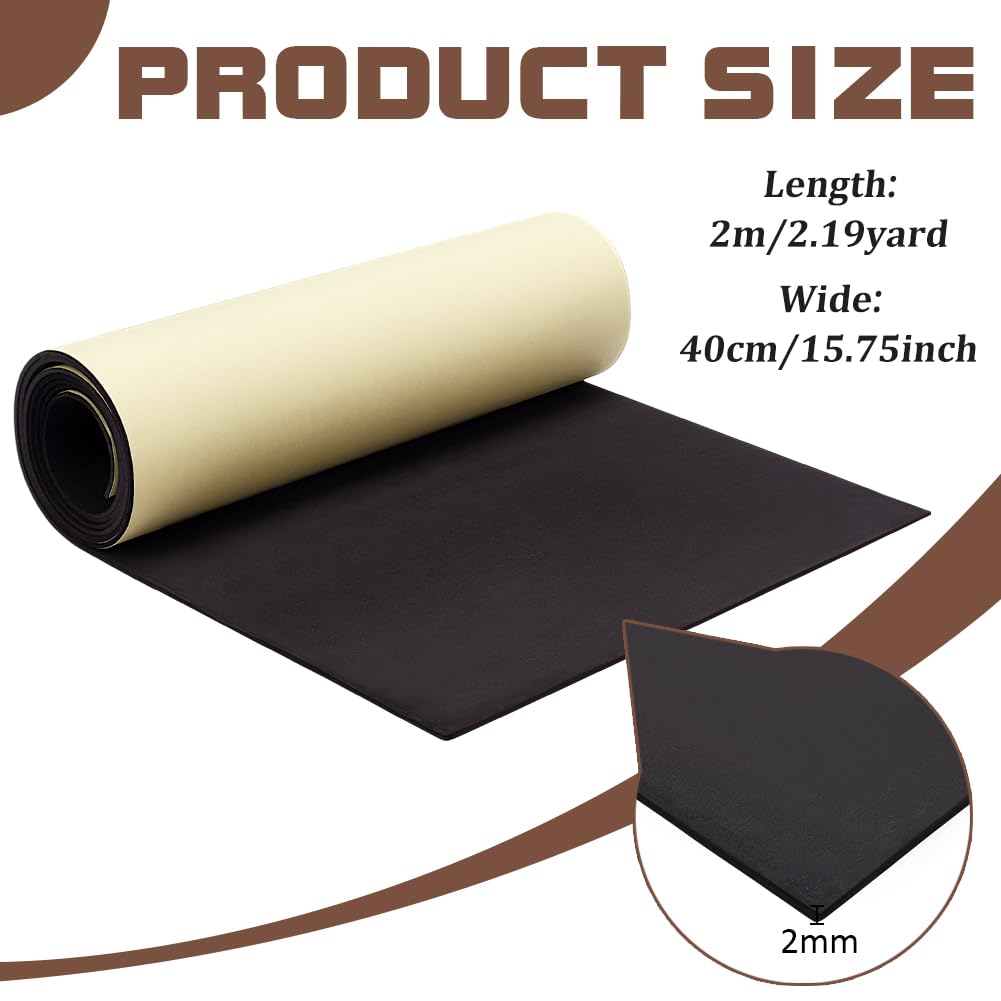 BENECREAT Rouleau Mousse EVA Adhésive Noire 2m x 40cm 2mm