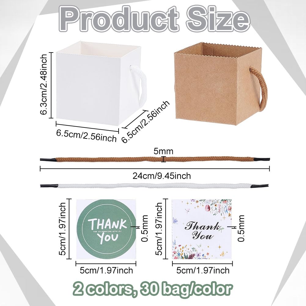 BENECREAT sachet cadeau succulente 65mm 2 couleurs lot 60