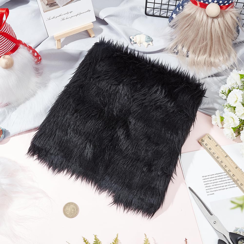 BENECREAT tissu fausse fourrure noir 40x40cm peluche