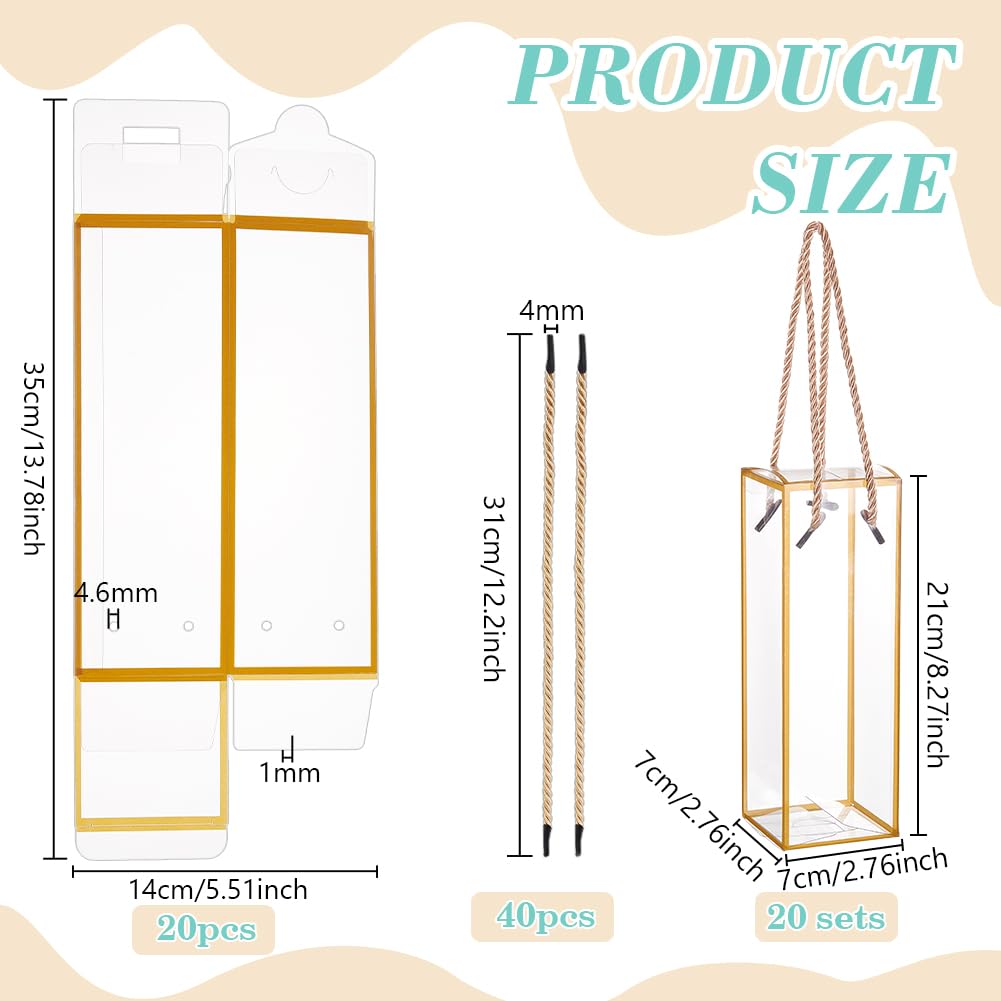 BENECREAT Boîte Dragées Transparente PET 7x7x21cm x20 Doré