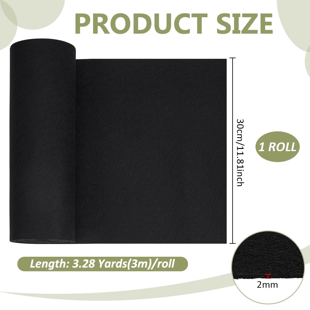 BENECREAT feutre non tissé noir rouleau 3 m x 30 cm