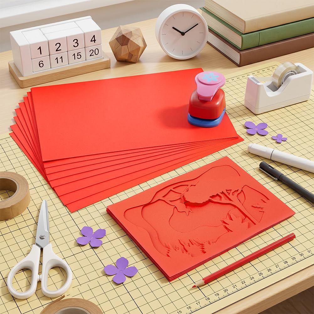 BENECREAT Papier Cartonné Rouge A4 200g Lot de 120