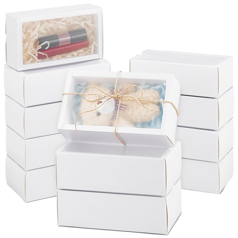 BENECREAT Boîte Cadeau Tiroir 15x8x4cm Noir x20 à Fenêtre