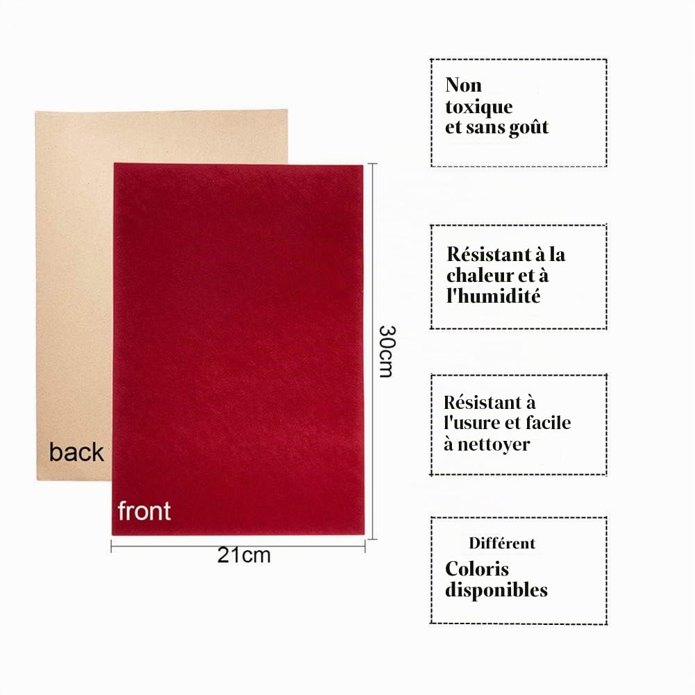 BENECREAT Feuilles Velours Adhésif Rouge Foncé A4 x20