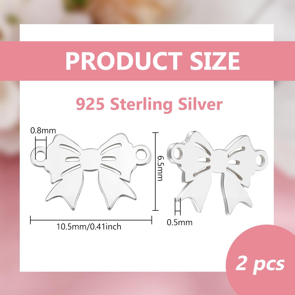 BENECREAT Noeud Papillon connecteur argent 925 lot de 2
