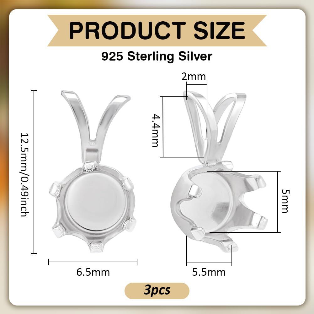 BENECREAT support pendentif argent sterling ovale 12,5x6,5mm x3