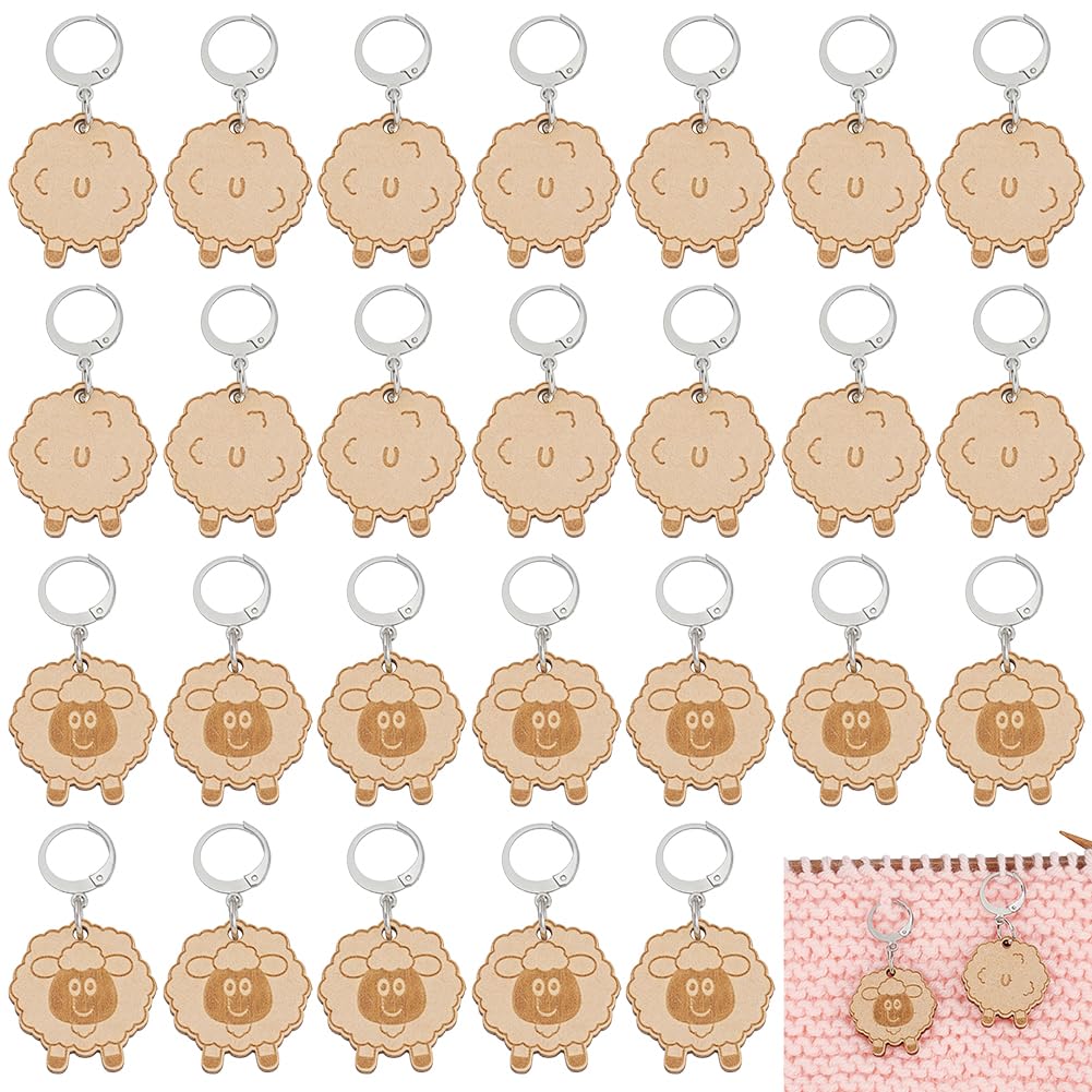 BENECREAT Marqueurs de mailles mouton chiffres et lettres 30pcs bois