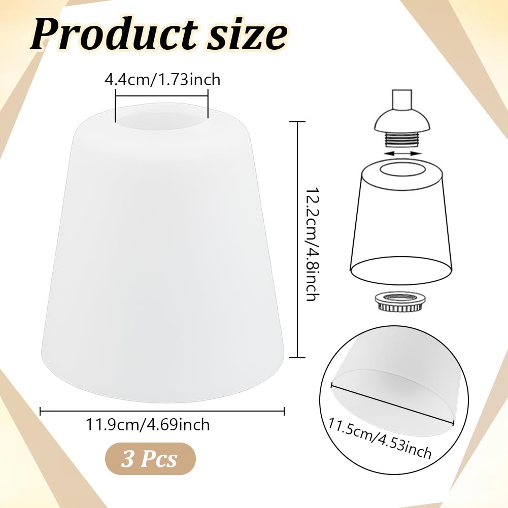BENECREAT Abat-jour verre dépoli cône 140x155mm 3pcs