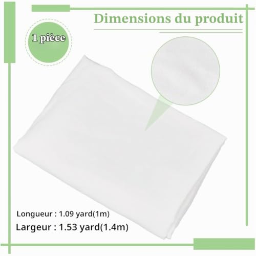BENECREAT Tissu Organza Soie Blanc Pur 1mx1,4m