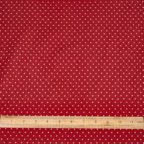 BENECREAT tissu coton à pois rouge foncé 1x1,45m doux