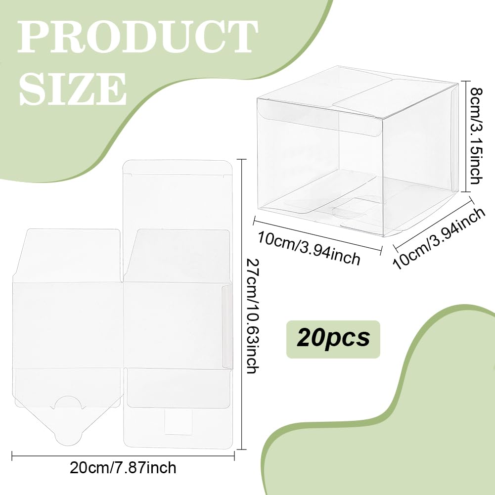 BENECREAT boîte PVC transparente 10x10x8cm 20 pcs cadeau