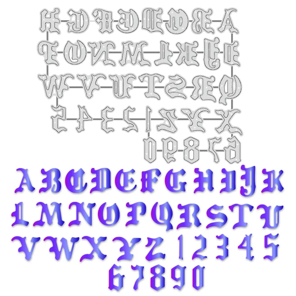 BENECREAT Matrices Découpe Alphabet Gothique Vintage 15,7 cm