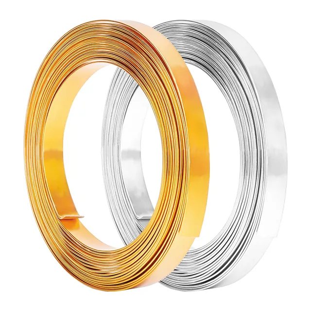BENECREAT Fil Aluminium Plat Doré 10 mm 2x5 m Bijoux