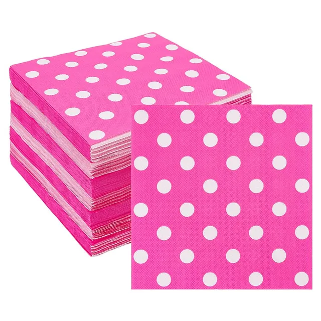 BENECREAT Serviettes Papier Pois Blancs Rose Vif 33cm 140 pcs