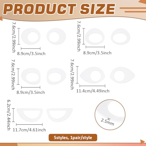 BENECREAT Yeux Fursuit Acrylique Blancs 10 Paires 5 Styles