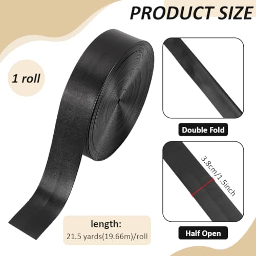 BENECREAT biais simili cuir noir 38mm 19,66m couture