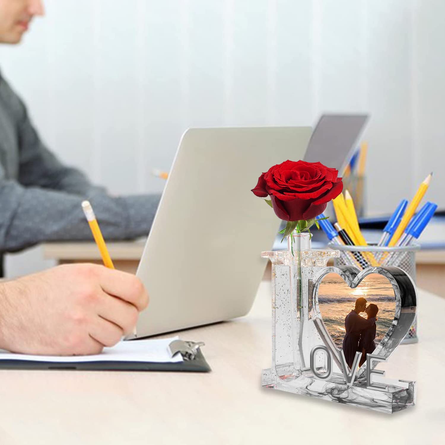 Cayway Moule Résine Vase Cadre Photo 13,6 cm + 3 Tubes