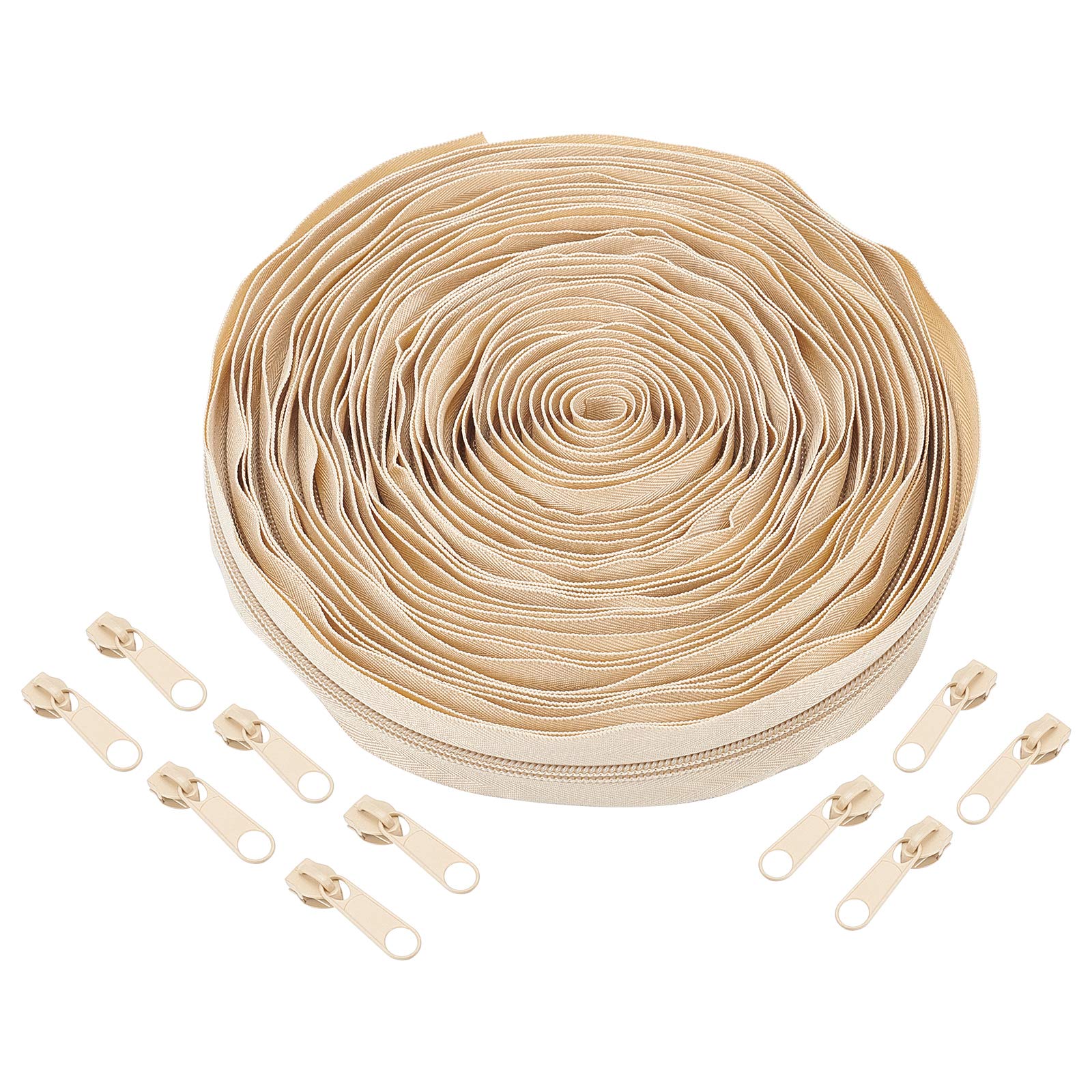 BENECREAT fermeture éclair nylon #5 bois bohu 10 m +20 curseurs