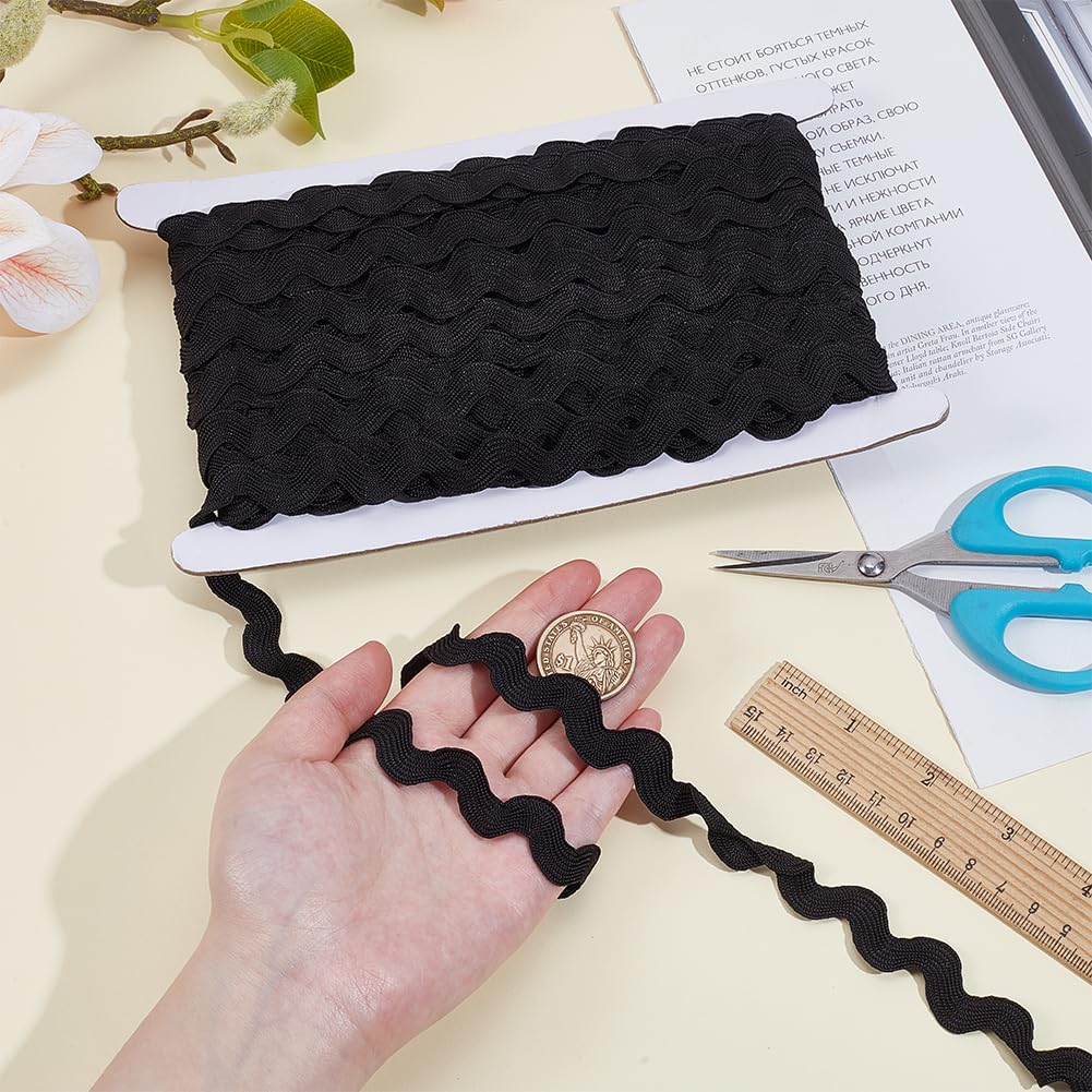 BENECREAT ruban ondulé franges noires 19mm 24,6m