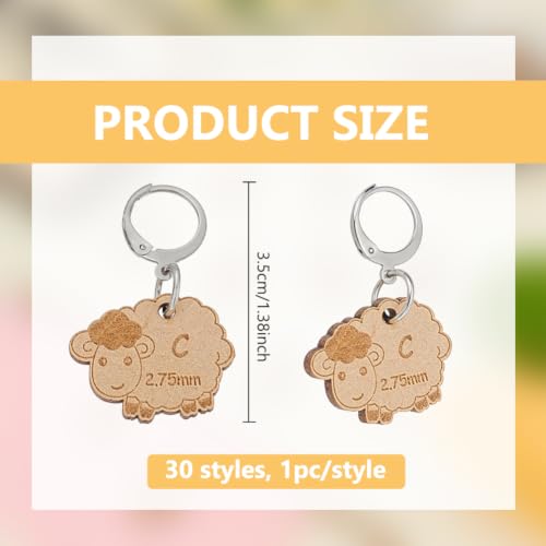 BENECREAT Marqueurs de mailles mouton chiffres et lettres 30pcs bois