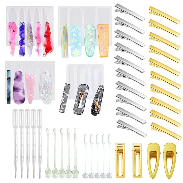 Cayway set 29 moules silicone barrettes cheveux résine