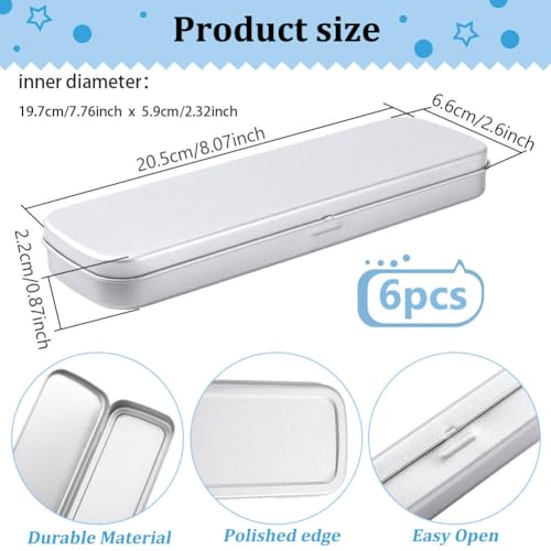 BENECREAT Boîte Métal Argenté 20,5 cm Lot de 6 Simple
