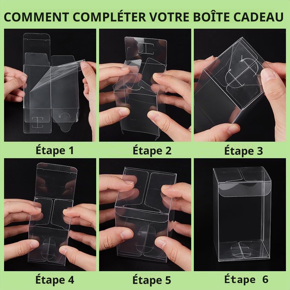 BENECREAT coffret cadeau boîte transparente 5x5x8 cm 20 pcs