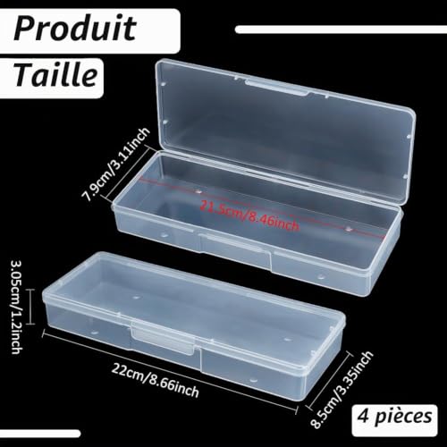 BENECREAT boîtes rangement plastique transparent 22 cm lot 4