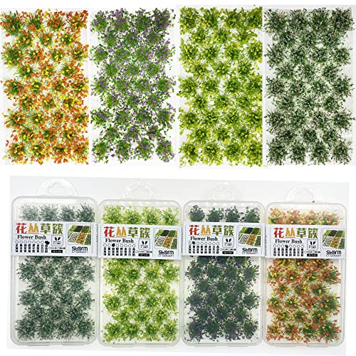 Cayway Touffes Fleurs Miniatures 128 pcs 4 Couleurs Paysage