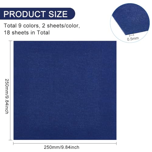 BENECREAT Carrés lin à broder 25x25 cm 9 couleurs 18 pcs