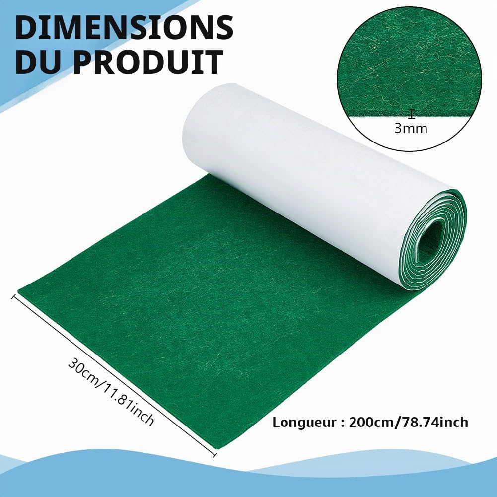 BENECREAT rouleau feutre tissu feutre vert 2 m x 30 cm