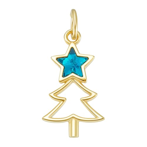 BENECREAT Sapin Noël pendentif doré 925 étoile turquoise