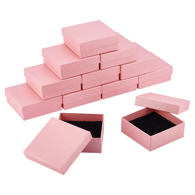 BENECREAT Boîte Bijoux Carton Kraft Rose 9x8,8 cm x12
