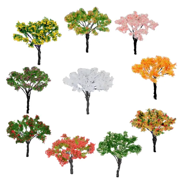 Cayway Arbres miniatures plastique 6,5cm rose x10