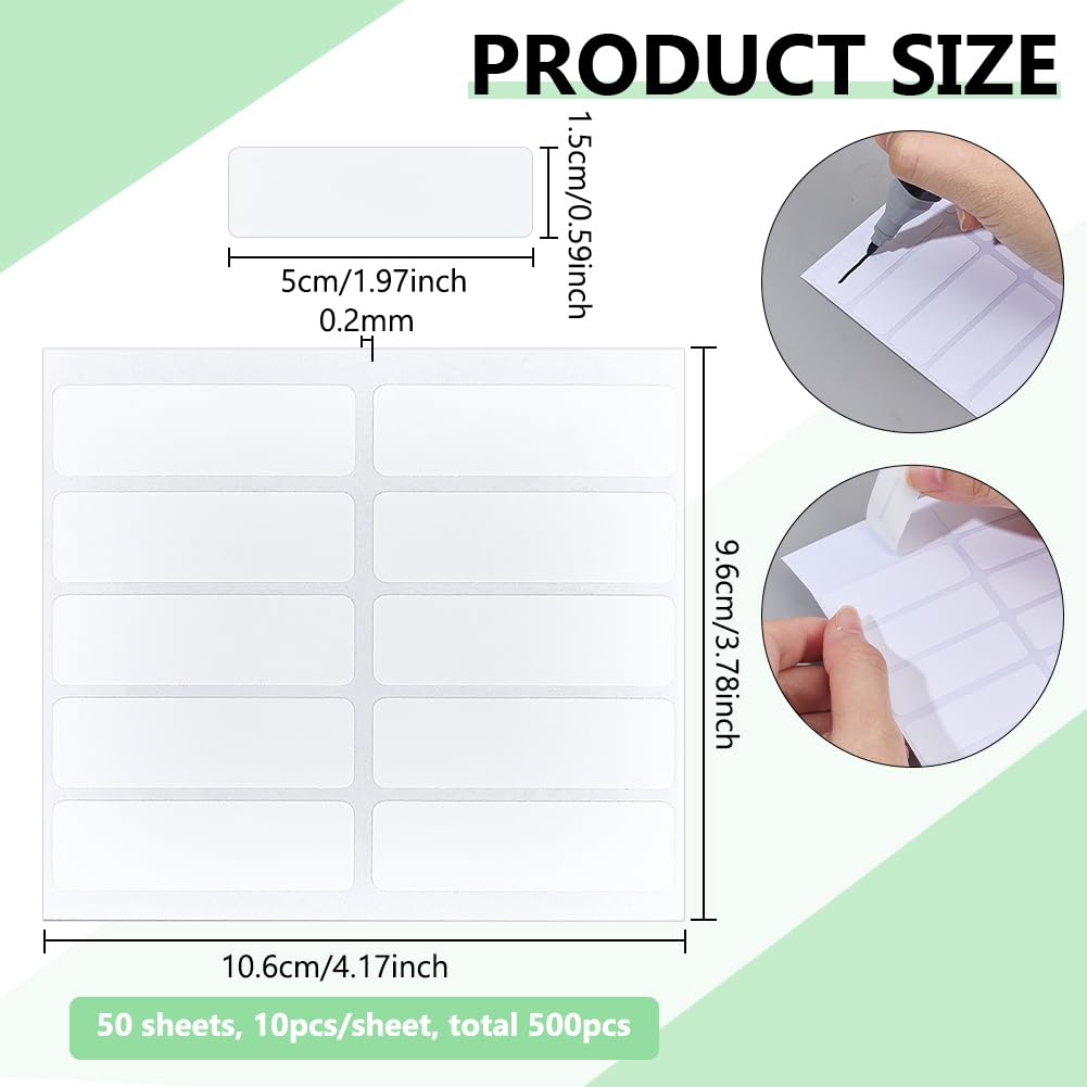 BENECREAT Étiquettes Tissu Lavables Sans Repassage Blanches x500