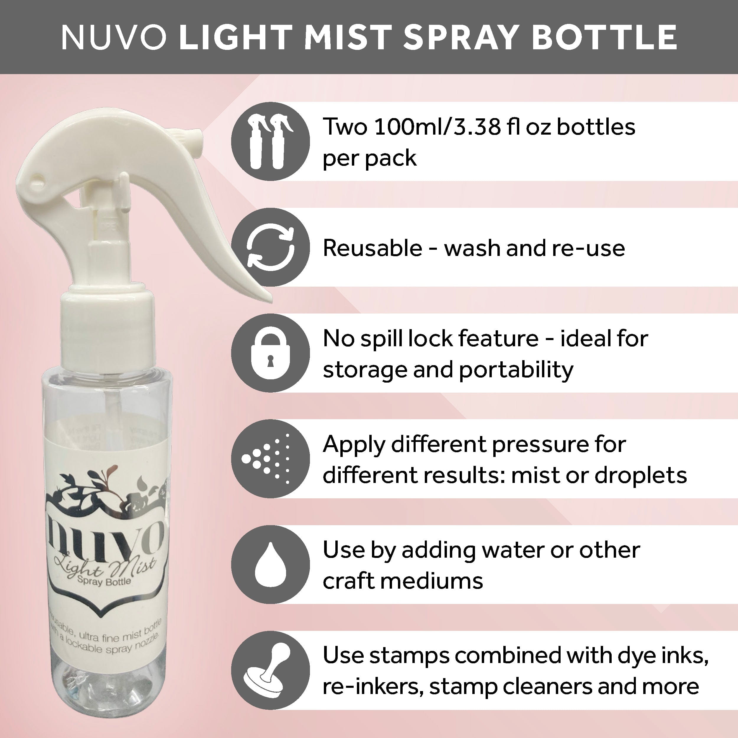 Nuvo Tools Light Mist vaporisateur lot de 2 100 ml réutilisable