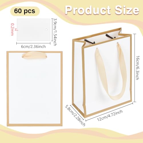 BENECREAT Mini Sacs Cadeau Goldenrod 12 cm avec Étiquettes x60