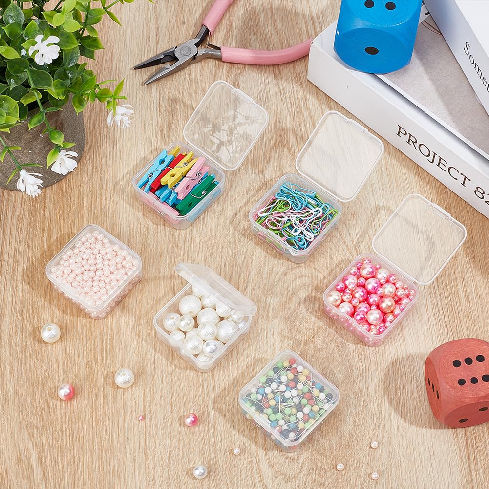 BENECREAT Mini Boîtes Perles Plastique Transparent 70pcs 4,5cm