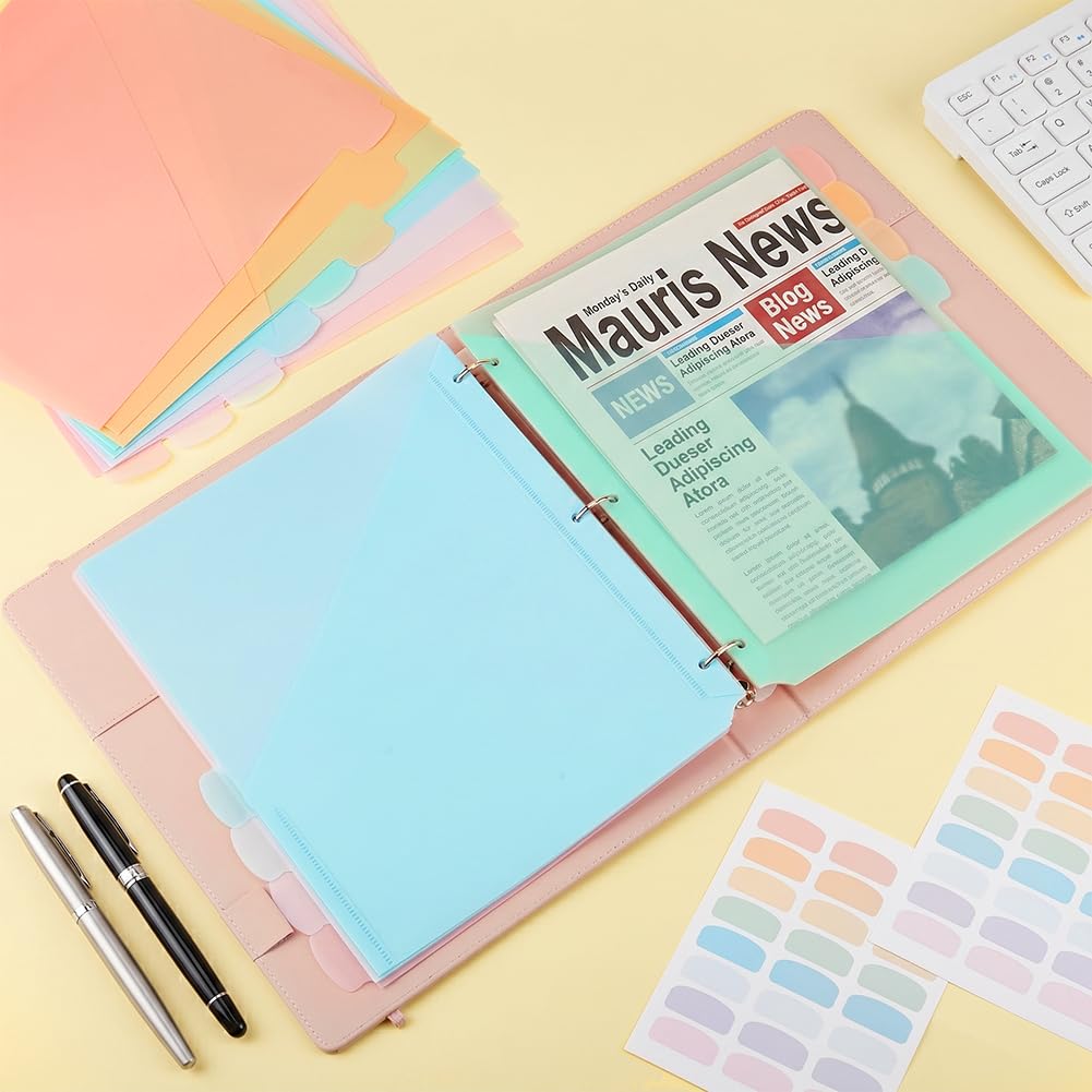 BENECREAT Pochette Plastique 3 Anneaux Lot 24 Couleurs
