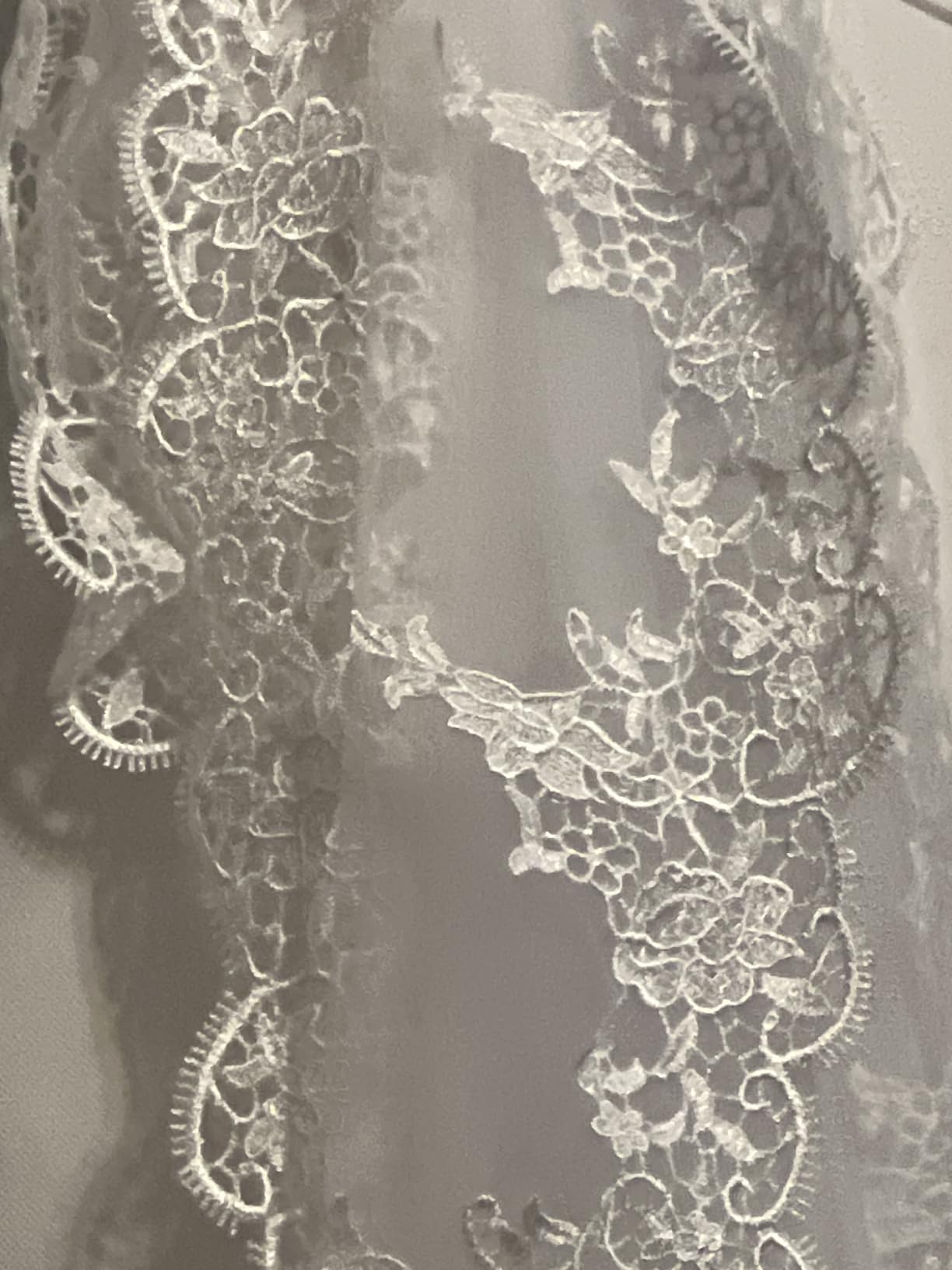 BENECREAT Voile Mariée Cathédrale Dentelle Blanc 300cm