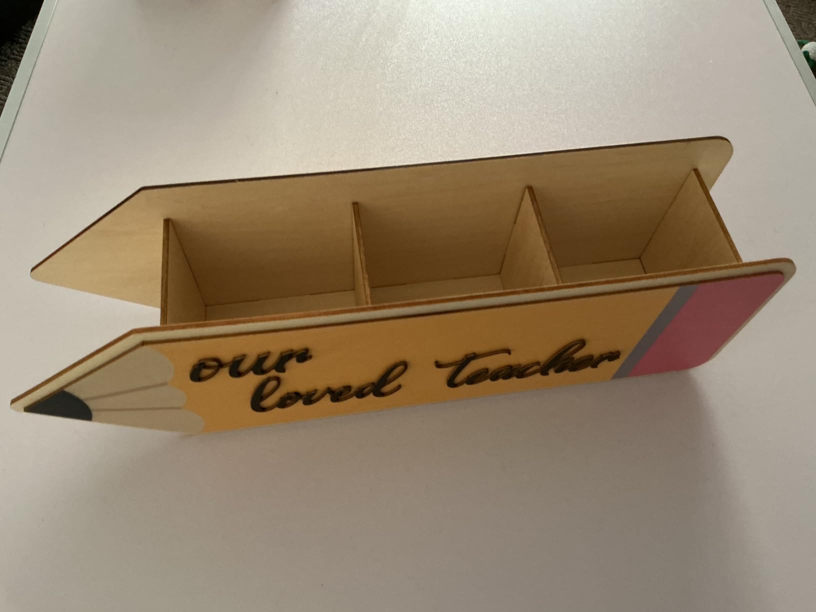 BENECREAT organiseur bureau bois crayon doré 3 compartiments
