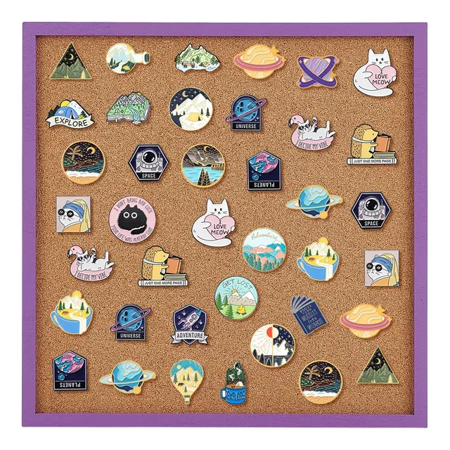 BENECREAT tableau liège carré violet 30x30cm cadre bois