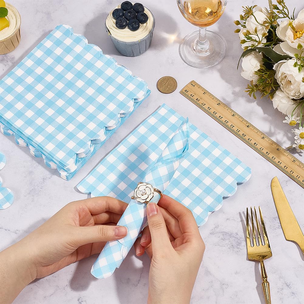 BENECREAT serviettes papier 150pcs bleu ciel carreaux