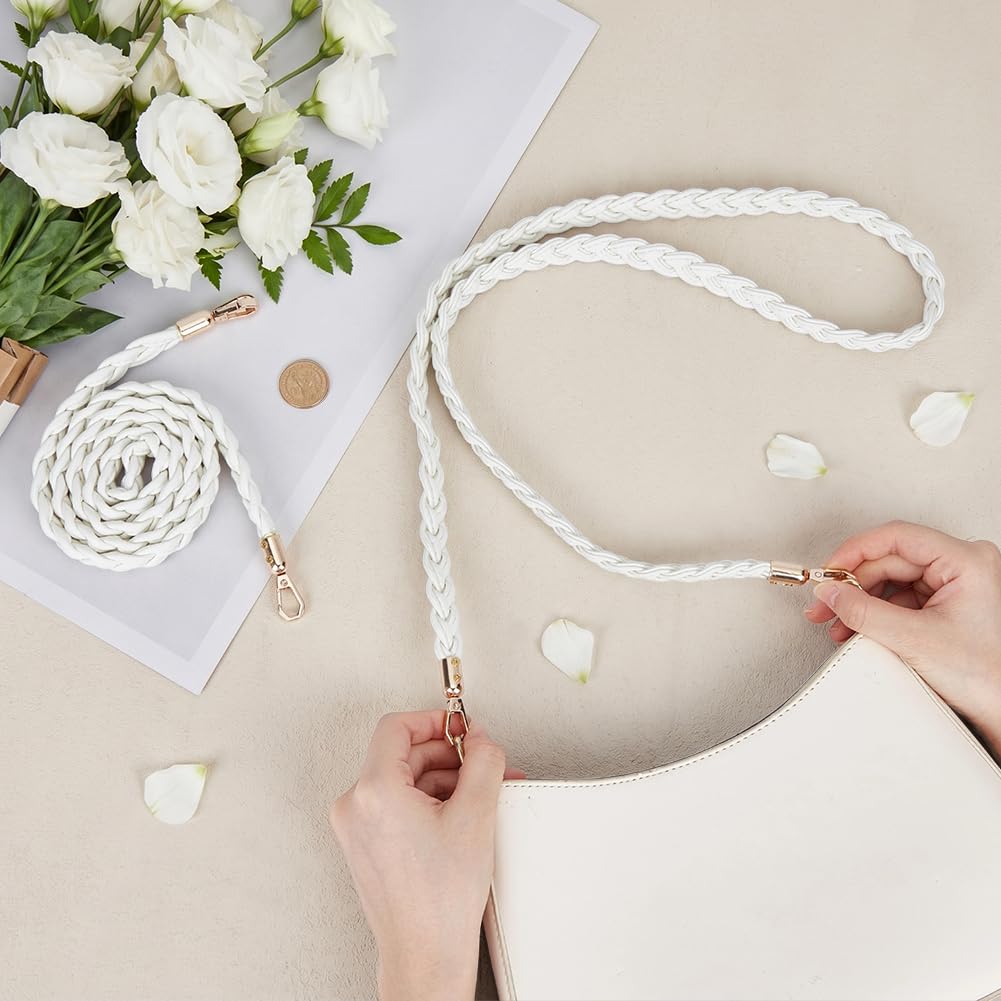 BENECREAT Bretelles Sac Tressées Blanc 1,2m 2 pcs