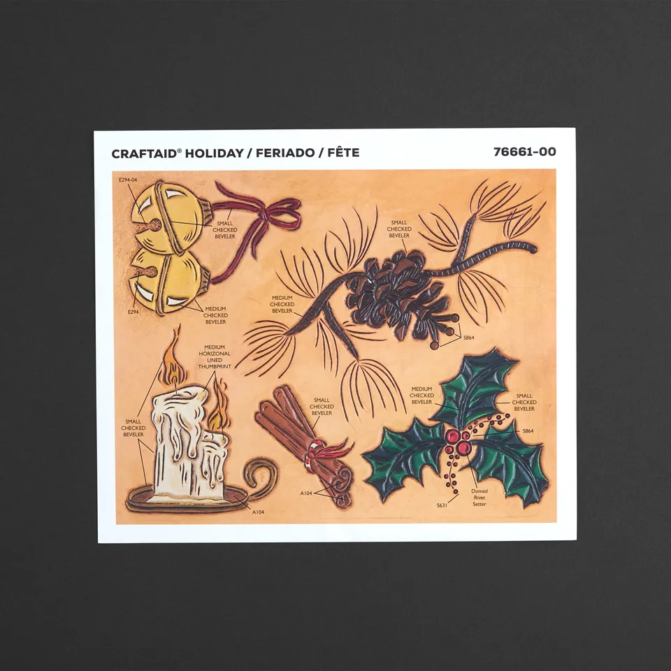 Tandy Leather Craftaid Noël gabarit embossage 5 motifs