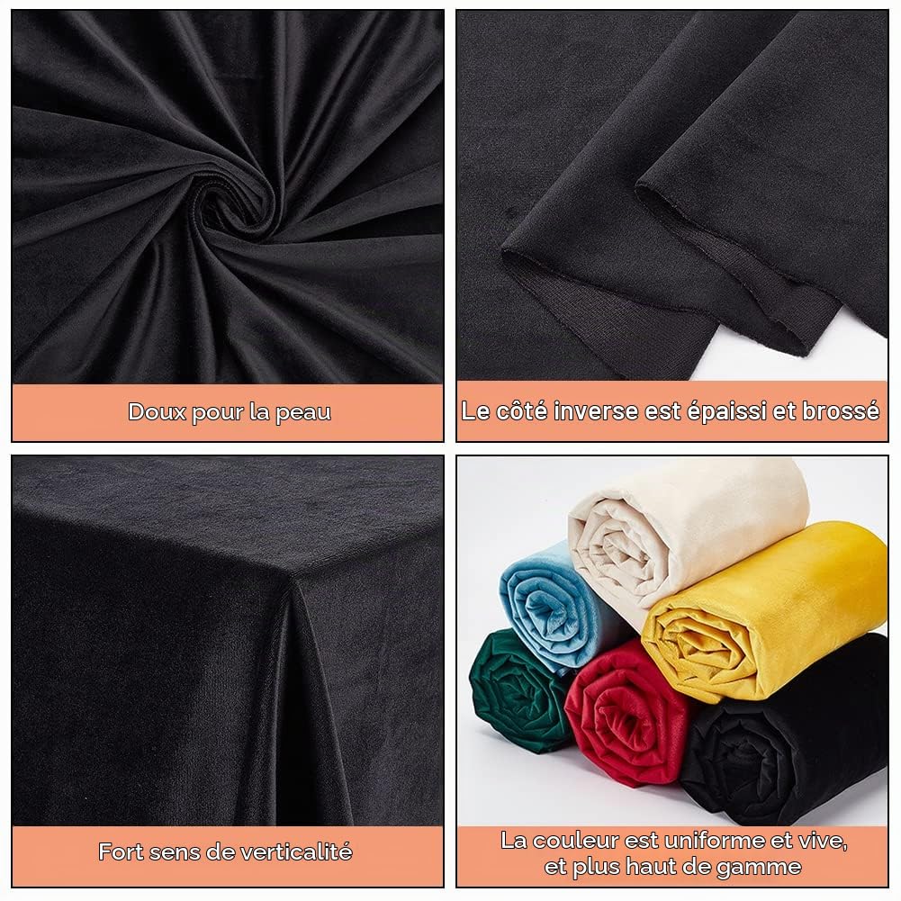 BENECREAT Tissu Velours Noir 145x100 cm Couture