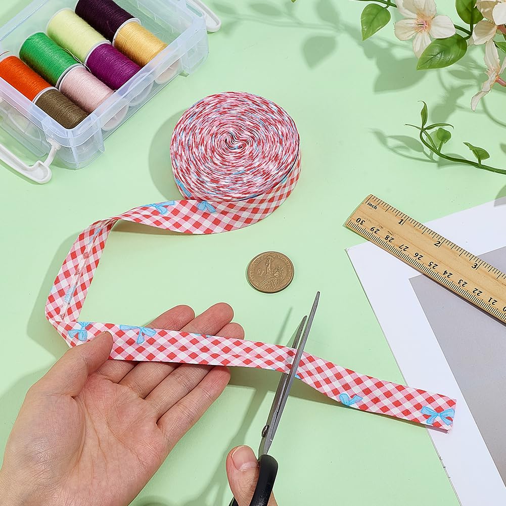 BENECREAT ruban de biais rayures corail clair 10 m 20 mm coton